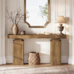 MAM39 – Masa Consola curbata, 120 cm, masuta hol cu rafturi, living, dining, dormitor – Maro – eMobili.ro