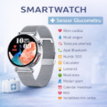 SmartWatch cu Senzor Glucometru, BIA, Ritm Cardiac, Nivel Oxigen, Tensiune Arteriala, EKG, Temperatura Corporala, Apel Bluetooth, SOS, Calculator, Ciclu Menstrual S880 – Watch24.ro