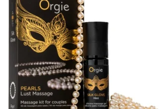Set pentru cupluri ORGIE Pearls Lust Massage, gel de masaj cu textură mătăsoasă, colier cu perle pentru masaj stimulant, 30 ml