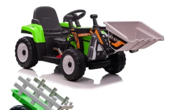 Excavator electric + remorca Kinderauto Farm Traktor 60W 12V RC, Bluetooth Verde