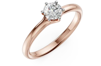 Inel de logodna din aur roz cu un diamant solitaire de 0.4ct