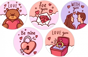 Rola etichete autoadezive personalizate, Model Love , diametru 40 mm, 1000 buc rola