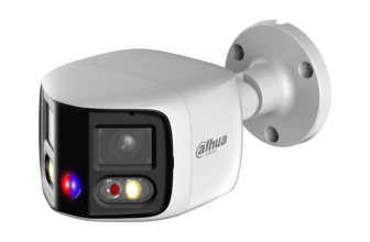 Camera de exterior IP Dahua WizSense TiOC Duo Active Deterrence, 2 x 4 MP, 180, lentila 2.8 mm, lumina alba 20 m, IR 25 m, microfon, slot card, PoE – IPC-PFW3849S-A180-E2-AS-PV-0280B