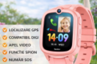 SmartWatch pentru copii cu Functie Telefon (SIM), 4G – Compatibil DIGI, GPS, SOS, Apel Video, Functie Spion, Calculator, S873 – Watch24.ro