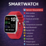 SmartWatch cu Senzor Glucometru, Apel Bluetooth, Ritm Cardiac, Nivel Oxigen, Tensiune Arteriala, Temperatura Corporala, Nivel Stres, Vreme, Calorii, Moduri Sport S865 – Watch24.ro