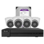 Kit supraveghere video IP, interior, complet, Hikvision HiLook HI-NK-4288T, 4 camere 4K, IR 30m, PoE, HDD 2TB inclus – Vonmag.ro