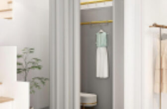 CABP1 – Cabina de Proba Portabila, 100 x 95 cm, independenta – Aurie cu perdea Neagra sau Gri – eMobili.ro