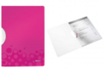 Dosar cu clip LEITZ Wow ColorClip, PP – roz metalizat – Vexio.ro
