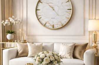 Ceas de perete premium cu design marmorat – 75 cm – stil elegant modern