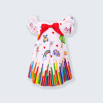 Rochița Alba pentru fetițe Creioane Colorate – 12-18 luni
