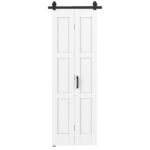 HOMCOM Ușă 71x213cm, Stil Rustic, Kit de montaj, Mâner, Alb efect lemn. | Aosom Romania