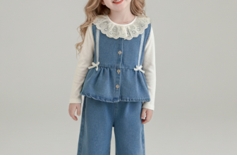 Compleu 3 Piese Albastru Fetite Aniela – 3-4 ani