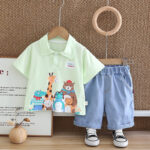 Compleu Baieti Verde cu Animalute Iustin – 5-6 ani