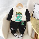 Compleu Negru Baieti Monster – 9-12 luni