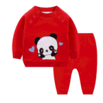 Compleu Rosu Fetite Ursulet Panda – 9-12 luni