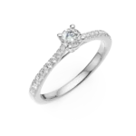 Inel de logodna din aur alb cu diamant de 0.24ct si diamante de 0.19ct