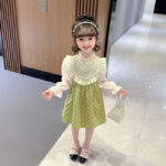 Rochita Verde Fetite cu Broderie Anora – 6-7 ani