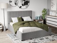 Pat Tapitat cu Somiera Fixa Gri – Falcone 21 180×200