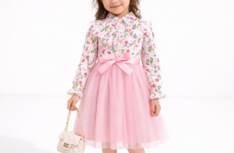 Rochie Elegantă Fetițe Roz cu Imprimeu Floral Dania – 7-8 ani