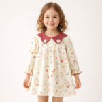 Rochie Fetițe Crem cu Floricele Sabina – 12-18 luni