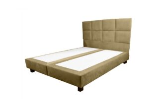 Pat tapitat cu textil 140 x 200, American cu Boxspring , culoare bej, Royal