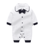 Salopeta Alba Baieti Cu Papion Antonio – 3-6 luni