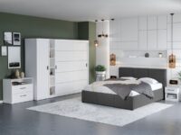 Set Mobila Dormitor Nordis Alb C35 tapitat