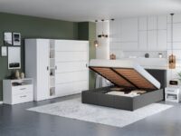 Set Mobila Dormitor Nordis Alb C36 tapitat