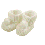 Botosei Tricotati Bebelusi Alb cu Ciucure – 0-6 luni