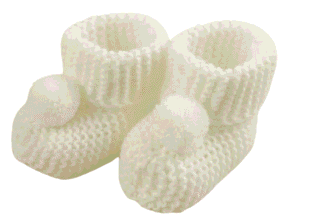 Botosei Tricotati Bebelusi Alb cu Ciucure – 0-6 luni