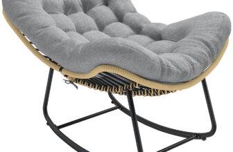 Outsunny Fotoliu balansoar din ratan, șezlong de grădină cu perne groase, balansoar de grădină până la 120 kg, interior/exterior, 87 x 110 x 70 cm, Gri | Aosom Romania