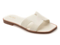 Papuci ALDO albi, ITSANDAL 100, din piele naturala