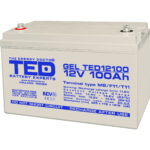 Acumulator 12V GEL Deep Cycle Solar, Dimensiuni 330 x 173 x 212 mm, Baterie 12V 100Ah M8, TED Electric TED004147