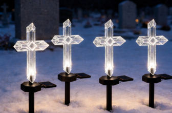 Set 4 x Cruce solara LED pentru mormant