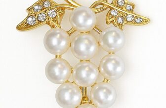 Brosa Golden Grape cu Perle Naturale