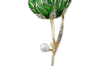 Brosa Emerald Leaf cu Perla Naturala