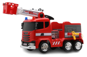 Masinuta de pompieri electrica pentru copii, Kinderauto B911, 140W, 12V-10Ah, bluetooth, rosie