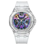 Ceas Barbatesc Automatic Mark Fairwhale FW-6550 FLAROG, Skeleton Transparent, Curea Silicon, 42 mm