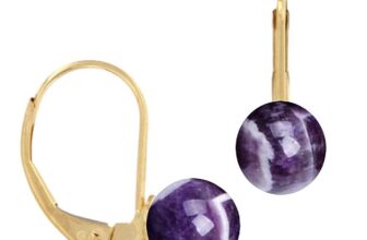 Cercei Kaskadda cu Pietre Semipretioase de Ametist, Rotunde, de 8 mm si Tortita Inchisa din Aur de 14 karate