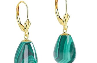 Cercei Kaskadda cu Pietre Semipretioase de Malachit, Lacrima, de 14 10 mm si Tortita Lalea din Aur de 14 karate