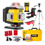 Set nivela laser cu linii 4 x 360° Nivel System CL4R SET SJJM1EX CLS5, fascicul rosu, 30/70m, acumulator 3,7 V, geanta transport, trepied 1,82 m, senzor CLS-5
