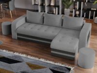 Lichidare Coltar Extensibil Juno Stofa Gri Deschis / Piele Gri