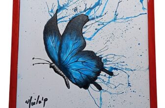 Cutie Bijuterii din Lemn si Piele Pictata Manual Fluture