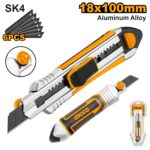 Cutter Aluminiu cu Maner Cauciucat 6 Rezerve INGCO HKNS1808