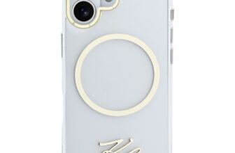 Husa Karl Lagerfeld IML KL Script Logo cu MagSafe compatibila cu iPhone 17, Transparent