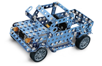 Joc constructii din metal 283 piese – masina de teren decapotabila verde, 8 ani+