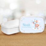 Lunch box personalizat cu ursulet si nume de baiat