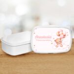 Lunch box personalizat cu ursulet si nume de fata