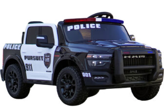 Masinuta electrica de politie pentru 2 copii, DODGE RAM 2500 REBEL, 400W, 24V, echipare, premium, neagra