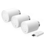 pachet de 3 valve termostatice pentru calorifer shelly blu trv, cu hub bluetooth inclus in pachet